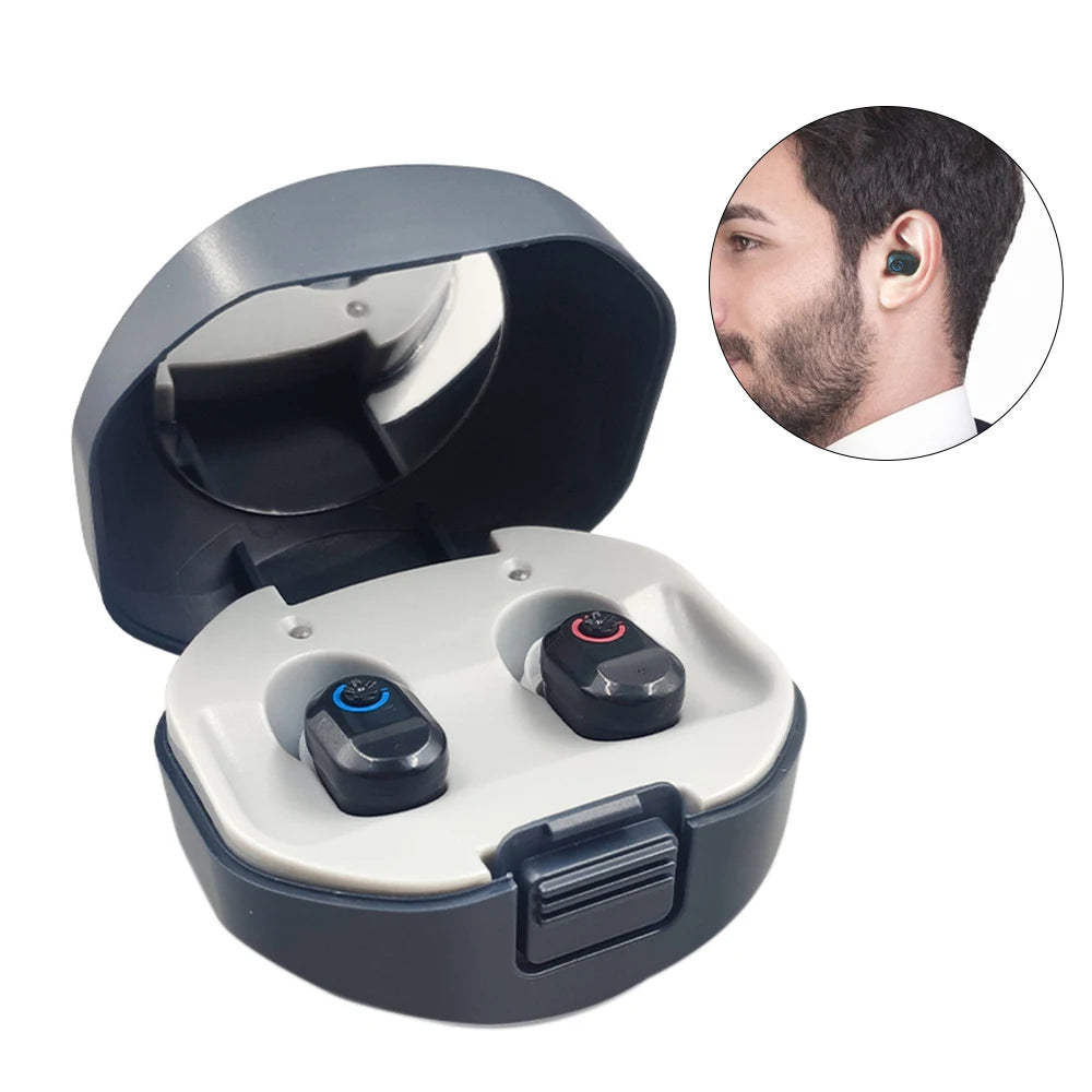 Audífonos digitales para sordera, personas mayores, adultos con cancelación de ruido, audífono recargable, Mini amplificador de sonido