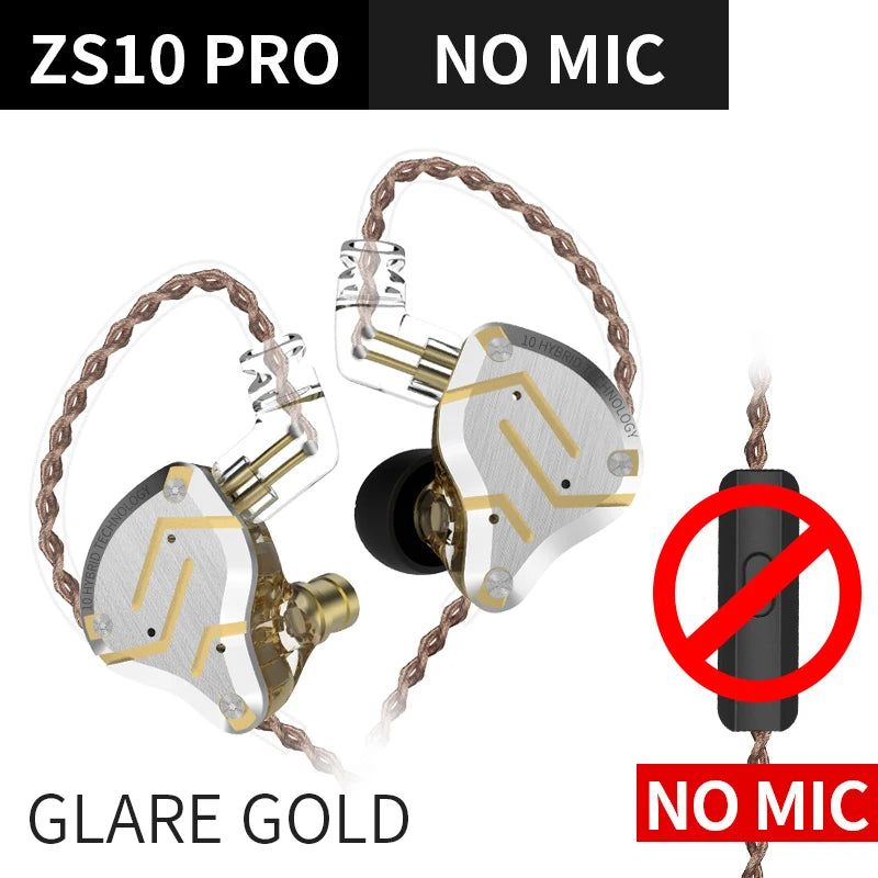 KZ ZS10 PRO 4BA + 1DD auriculares metálicos HIFI, auriculares internos híbridos, Auriculares deportivos con cancelación de ruido, KZ ZSN PRO ZST AS16 AS12 AS10 C16