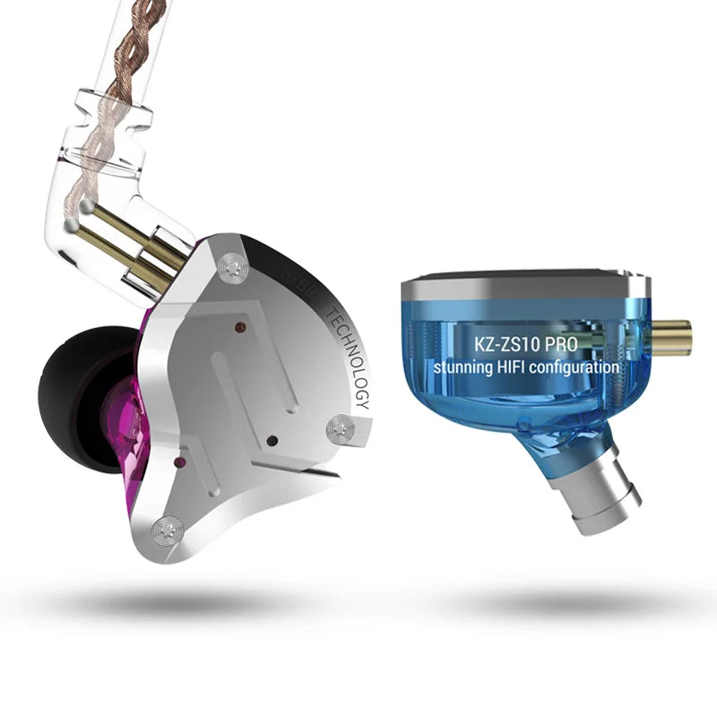 KZ ZS10 PRO 4BA + 1DD auriculares metálicos HIFI, auriculares internos híbridos, Auriculares deportivos con cancelación de ruido, KZ ZSN PRO ZST AS16 AS12 AS10 C16