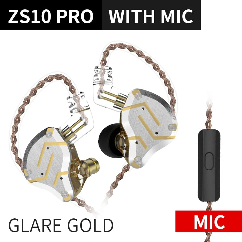 KZ ZS10 PRO 4BA + 1DD auriculares metálicos HIFI, auriculares internos híbridos, Auriculares deportivos con cancelación de ruido, KZ ZSN PRO ZST AS16 AS12 AS10 C16