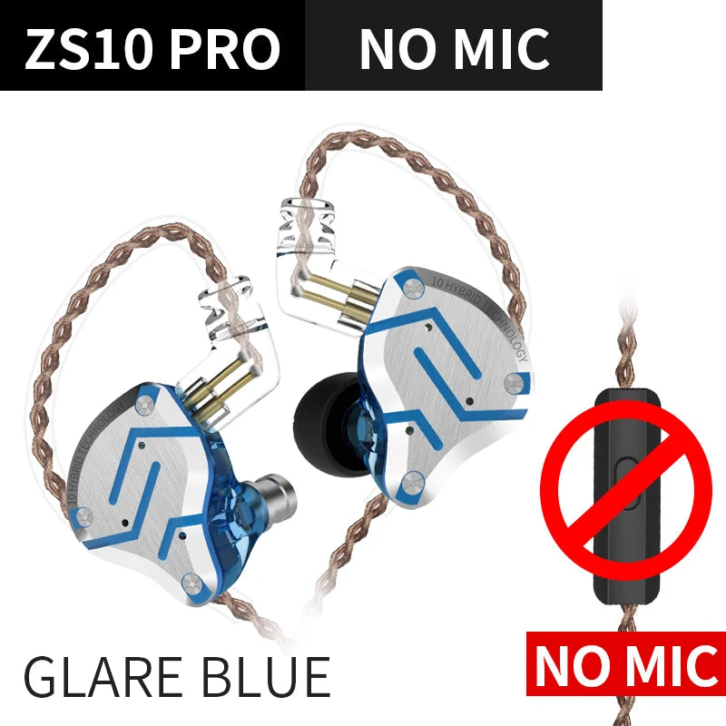 KZ ZS10 PRO 4BA + 1DD auriculares metálicos HIFI, auriculares internos híbridos, Auriculares deportivos con cancelación de ruido, KZ ZSN PRO ZST AS16 AS12 AS10 C16