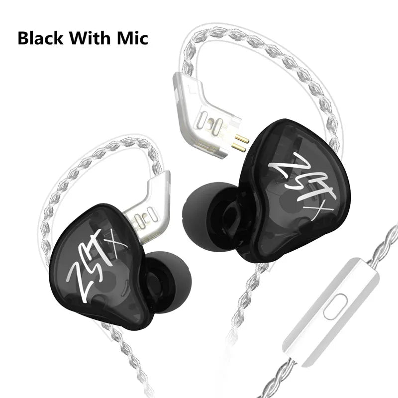 KZ-auriculares intrauditivos híbridos ZST X 1BA 1DD, dispositivo de audio HIFI con cancelación de ruido, deportivos, KZ ZSTX ZSNPRO ZSX EDX PRO VX C12