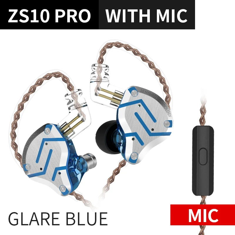 KZ ZS10 PRO 4BA + 1DD auriculares metálicos HIFI, auriculares internos híbridos, Auriculares deportivos con cancelación de ruido, KZ ZSN PRO ZST AS16 AS12 AS10 C16