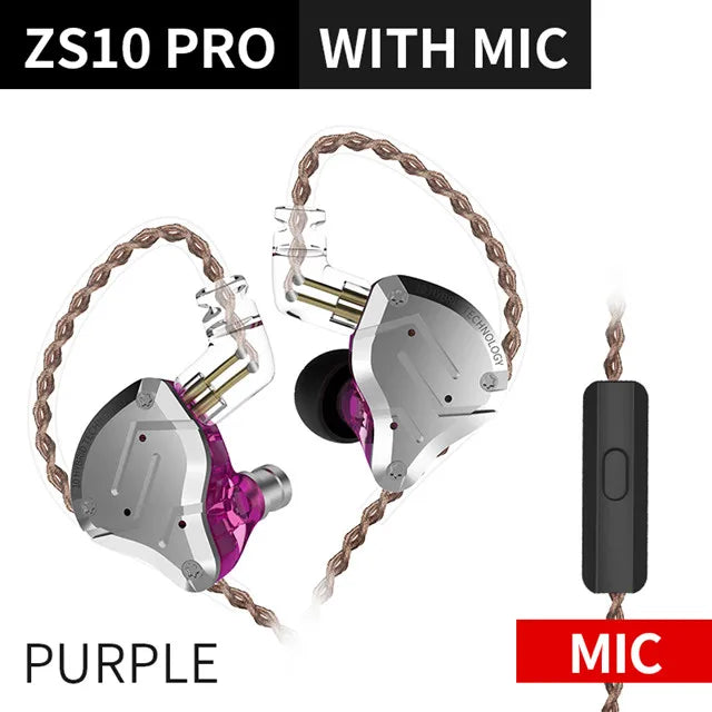 KZ ZS10 PRO 4BA + 1DD auriculares metálicos HIFI, auriculares internos híbridos, Auriculares deportivos con cancelación de ruido, KZ ZSN PRO ZST AS16 AS12 AS10 C16