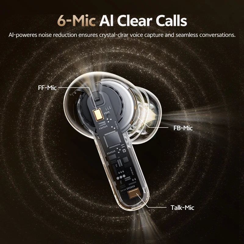 Auriculares Inalámbricos Bluetooth 6.0 QCY Melobuds N20 BH25HT20A - Cancelación de Ruido Adaptativa de -50dB, Controladores de 13mm, 6 Micrófonos, Llamadas HD, 40 Horas de Duración