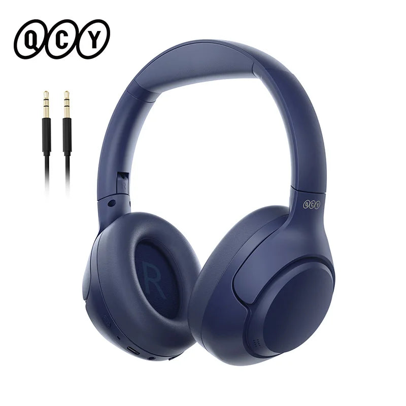 QCY-auriculares inalámbricos H3 ANC, cascos por encima de la oreja con Bluetooth 5,4, Audio de alta resolución, 43dB, híbridos, cancelación activa de ruido, 60H