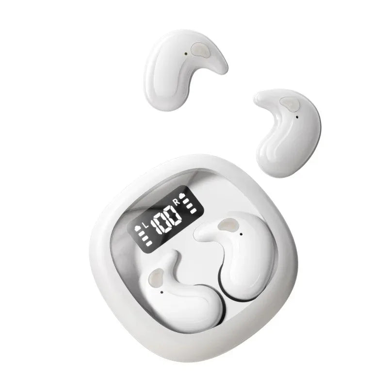 Mini Auriculares Inalámbricos Bluetooth Intrauditivos Ideales para Dormir con Pantalla LED Digital de Energía y Micrófono Integrado