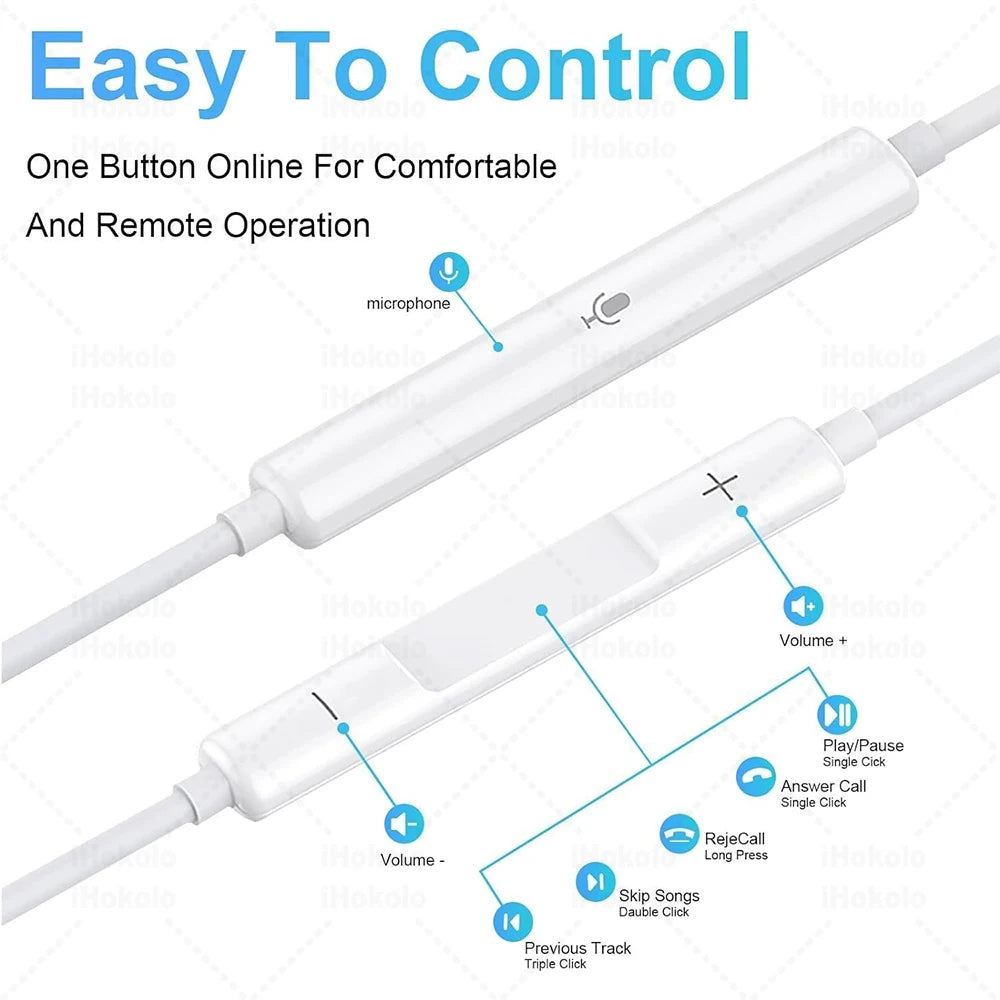 Audífonos Originales con Cable para Apple iPhone 17 16 15 14 13 12 11 Pro Max USB-C Lightning 3.5mm, Audífonos X XR 8, Accesorios para Teléfono
