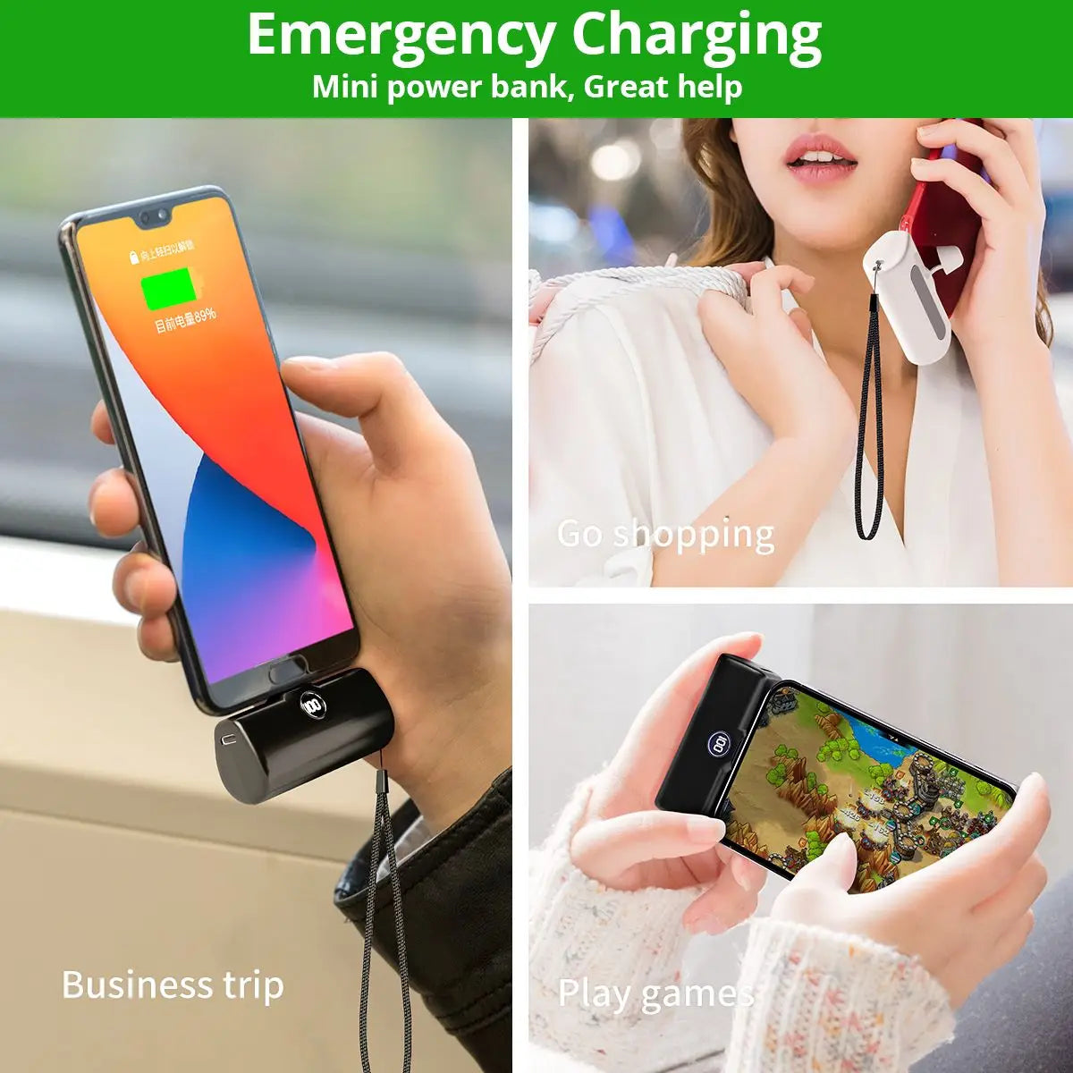 Banco de Energía de Carga Rápida, Cargador Portátil, Batería Externa para iPhone y Android, Pantalla LED Digital, Mini Powerbank de 5000mAh