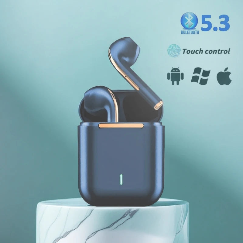 Auriculares inalámbricos J18 TWS, auriculares Bluetooth 5,3 de larga duración de reproducción, llamadas de voz con cancelación de ruido, para juegos, negocios y deportes