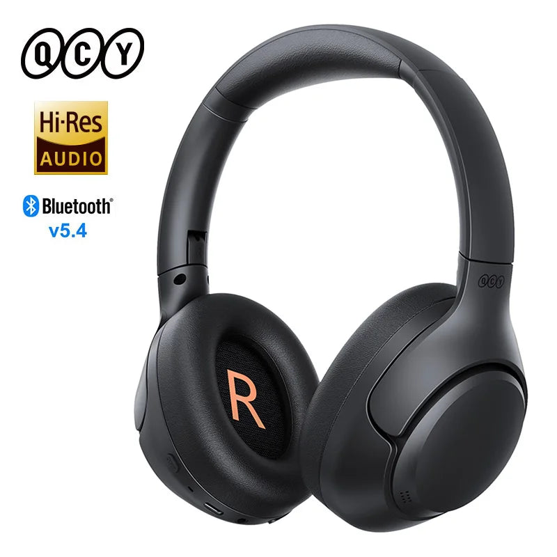 QCY-auriculares inalámbricos H3 ANC, cascos por encima de la oreja con Bluetooth 5,4, Audio de alta resolución, 43dB, híbridos, cancelación activa de ruido, 60H