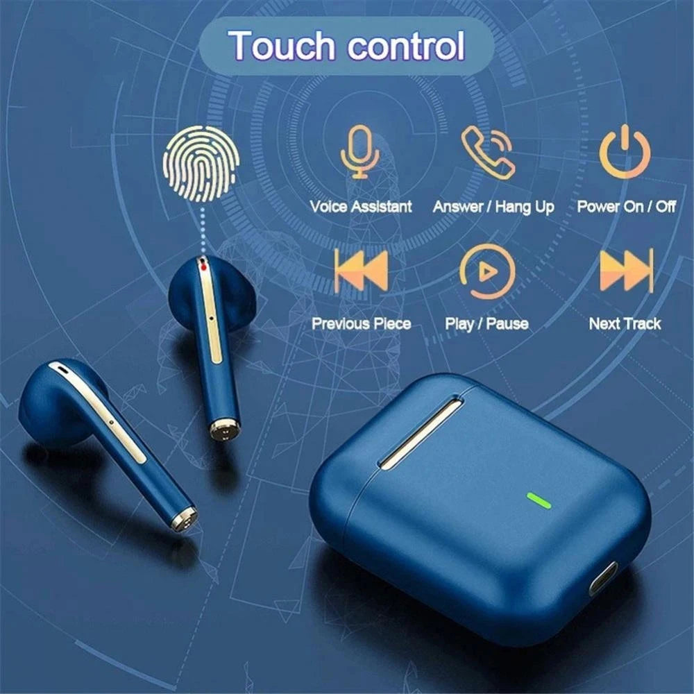 Auriculares inalámbricos J18 TWS, auriculares Bluetooth 5,3 de larga duración de reproducción, llamadas de voz con cancelación de ruido, para juegos, negocios y deportes