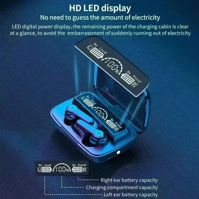 Auriculares TWS con Control Táctil Inteligente, Inalámbricos, Compatibles con Bluetooth, Resistentes al Agua, Pantalla LED y Micrófono