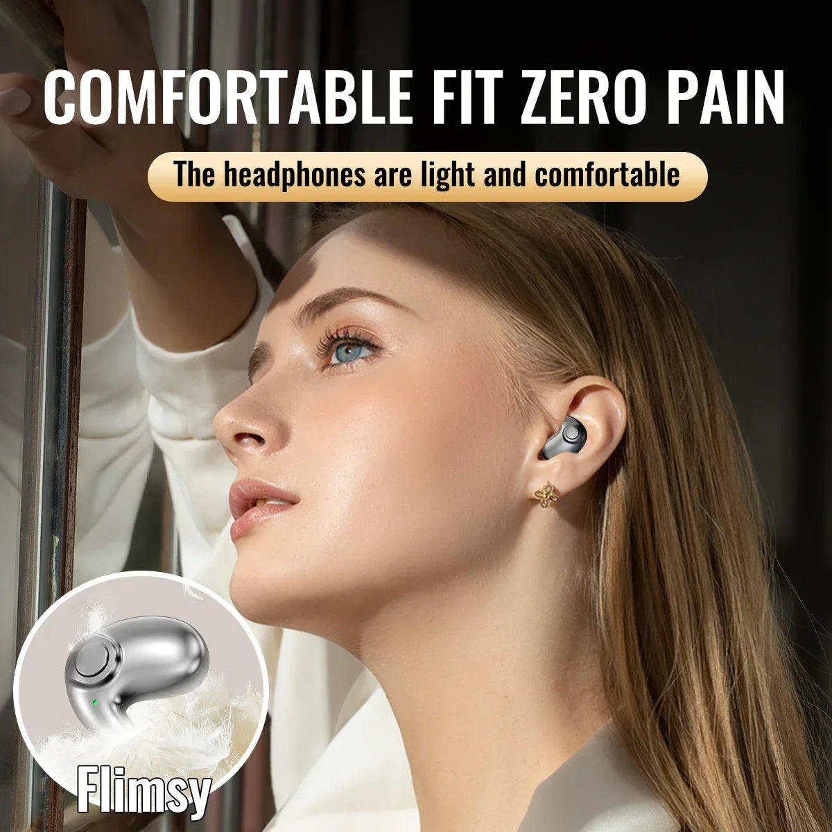 Auriculares Inalámbricos TWS Bluetooth 5.3, Auriculares Invisibles para Dormir, Auriculares Ocultos, Resistentes al Agua IPX5, Reducción de Ruido, Auriculares Deportivos