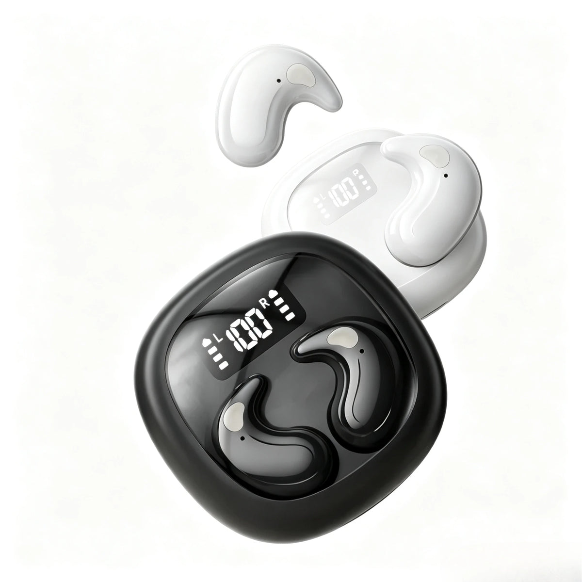 Mini Auriculares Inalámbricos Bluetooth Intrauditivos Ideales para Dormir con Pantalla LED Digital de Energía y Micrófono Integrado