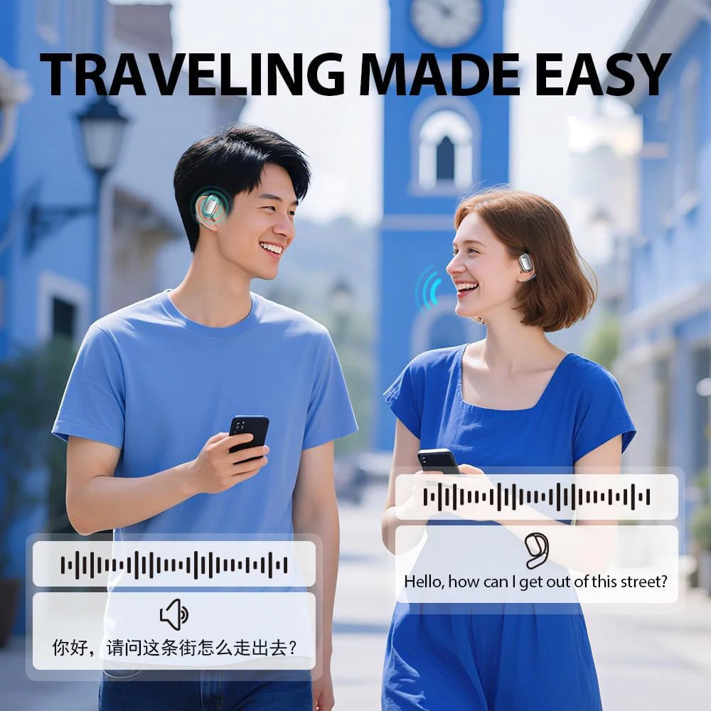 UYUXIO AI auriculares de traducción OWS auriculares de traducción en tiempo Real con 144 idiomas auriculares con pantalla táctil LCD