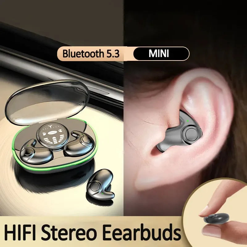 Auriculares Inalámbricos TWS Bluetooth 5.3, Auriculares Invisibles para Dormir, Auriculares Ocultos, Resistentes al Agua IPX5, Reducción de Ruido, Auriculares Deportivos