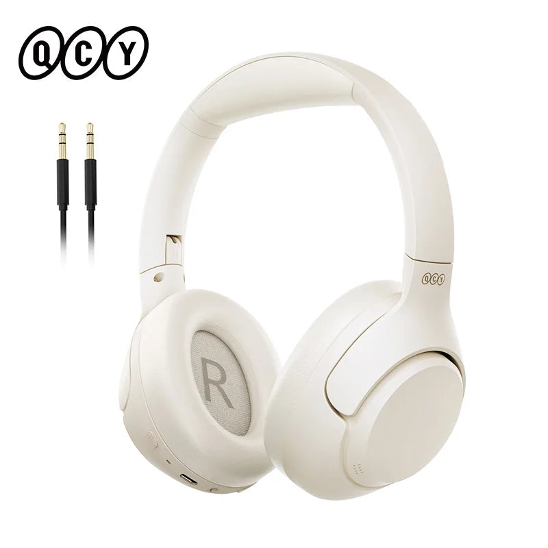 QCY-auriculares inalámbricos H3 ANC, cascos por encima de la oreja con Bluetooth 5,4, Audio de alta resolución, 43dB, híbridos, cancelación activa de ruido, 60H