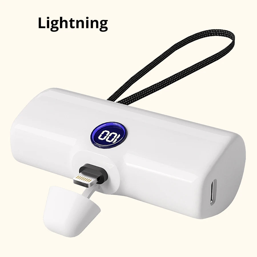 Banco de Energía de Carga Rápida, Cargador Portátil, Batería Externa para iPhone y Android, Pantalla LED Digital, Mini Powerbank de 5000mAh