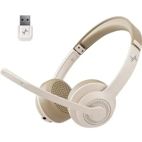JIAMQISHI Auriculares inalámbricos con micrófono con cancelación de ruido AI Auriculares Bluetooth V5.2 con dongle USB para centro de llamadas Oficina EH02