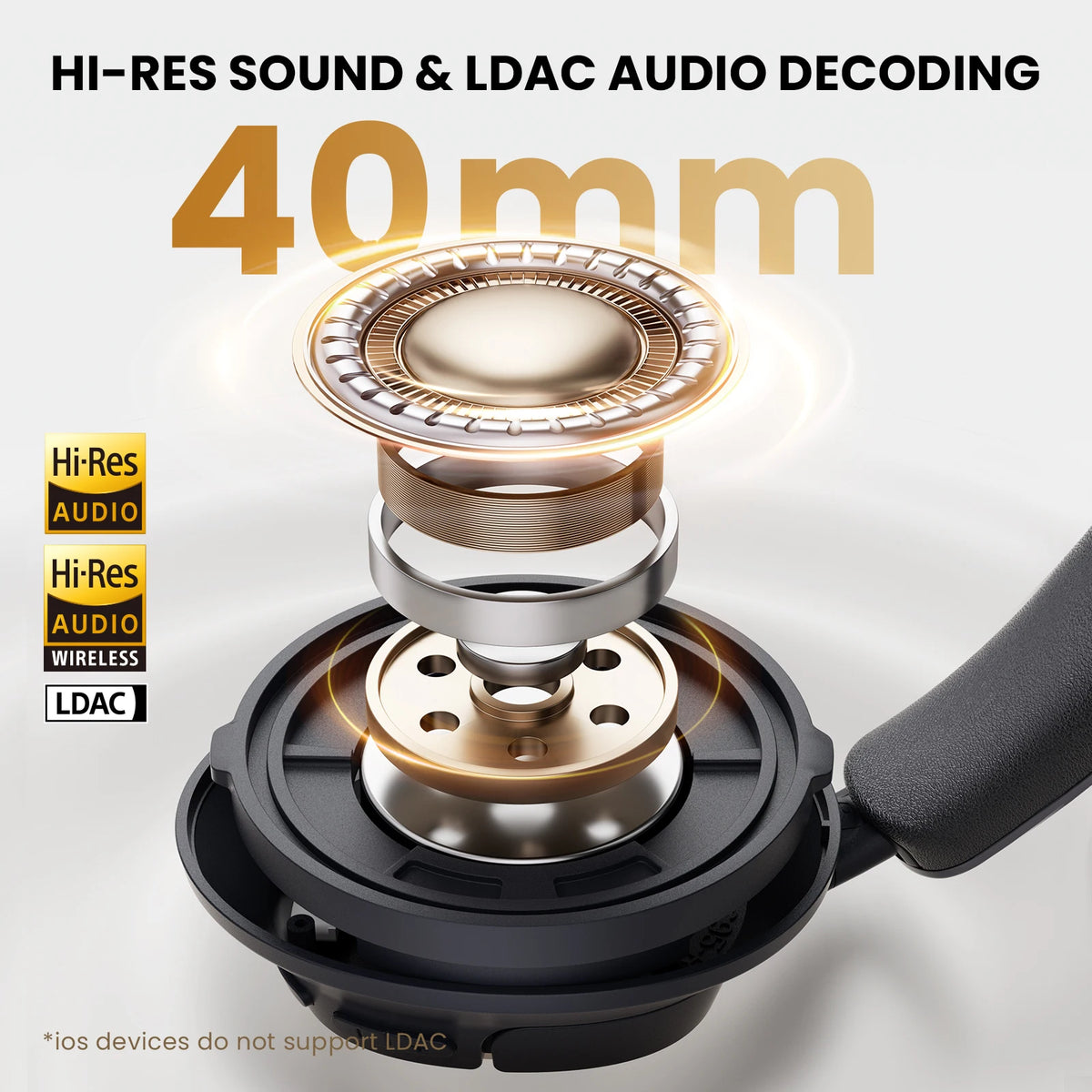 Auriculares Inalámbricos HAYLOU FlowLoop S33, Auriculares Bluetooth con Cancelación Activa de Ruido de 45 dB, Hi-Res LDAC, 100 Horas de Reproducción