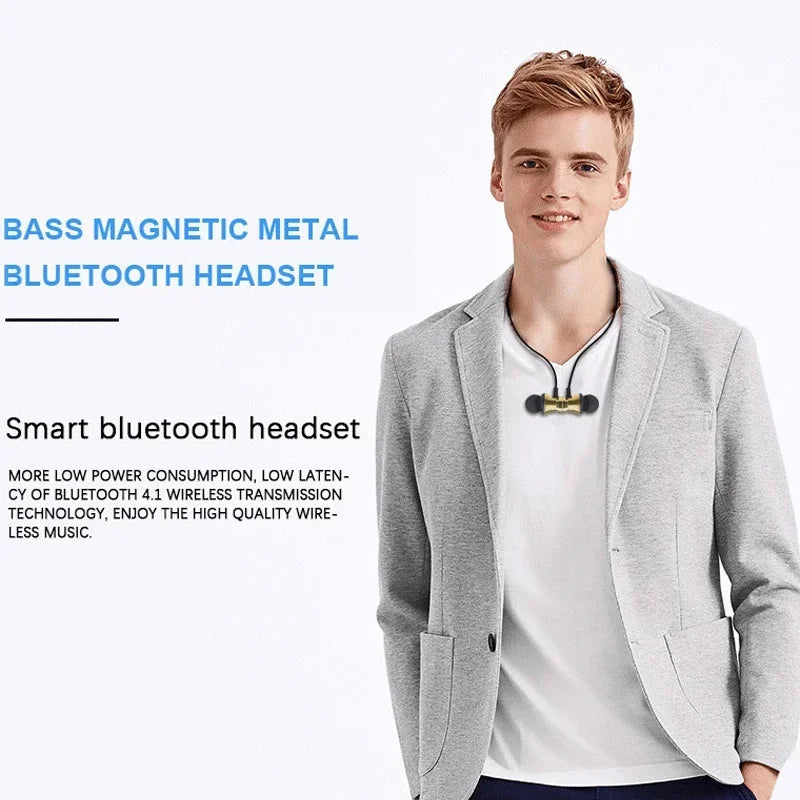 HCQWBING-auriculares estéreo con Bluetooth, cascos deportivos inalámbricos con micrófono HD para Android e IOS