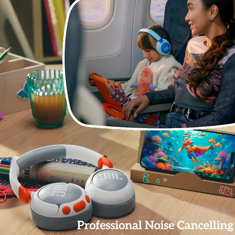 Auriculares para Niños JBL JR470NC con Cancelación Activa de Ruido, Diadema Inalámbrica Bluetooth para Estudiantes en Clases en Línea
