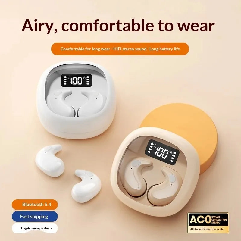 Mini Auriculares Inalámbricos Bluetooth Intrauditivos Ideales para Dormir con Pantalla LED Digital de Energía y Micrófono Integrado
