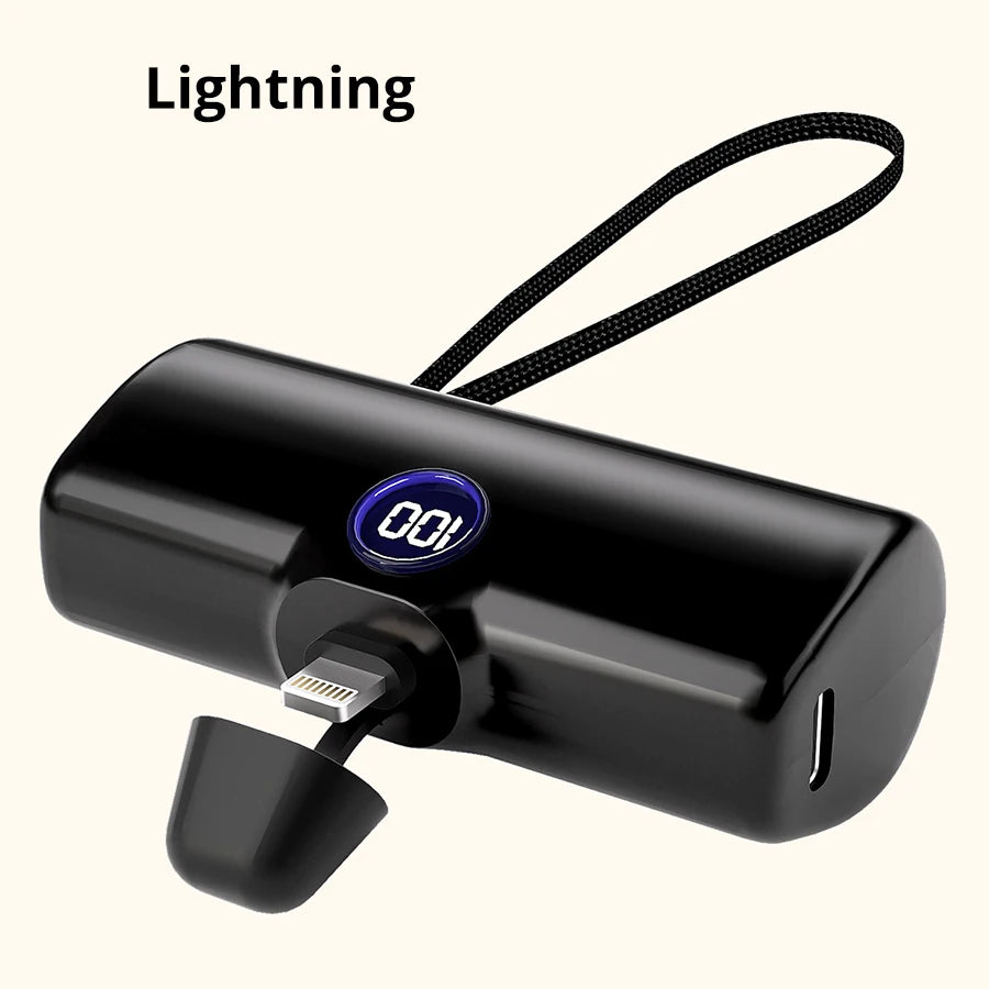 Banco de Energía de Carga Rápida, Cargador Portátil, Batería Externa para iPhone y Android, Pantalla LED Digital, Mini Powerbank de 5000mAh