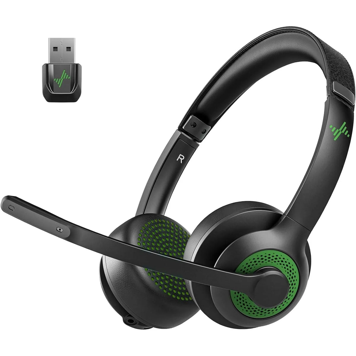 JIAMQISHI Auriculares inalámbricos con micrófono con cancelación de ruido AI Auriculares Bluetooth V5.2 con dongle USB para centro de llamadas Oficina EH02
