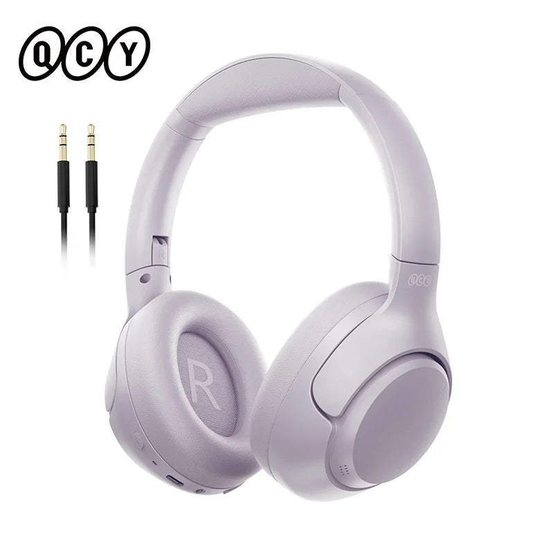 QCY-auriculares inalámbricos H3 ANC, cascos por encima de la oreja con Bluetooth 5,4, Audio de alta resolución, 43dB, híbridos, cancelación activa de ruido, 60H