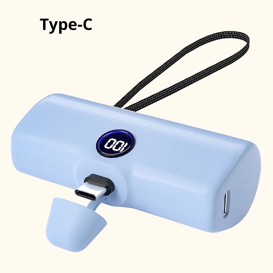 Banco de Energía de Carga Rápida, Cargador Portátil, Batería Externa para iPhone y Android, Pantalla LED Digital, Mini Powerbank de 5000mAh