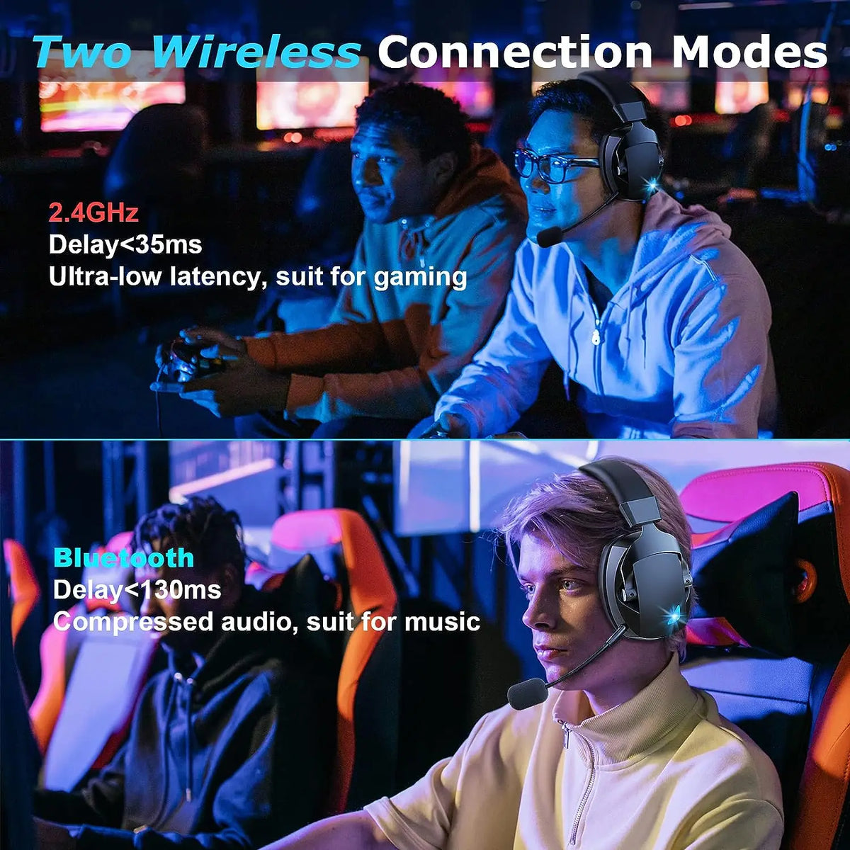 Auriculares Inalámbricos para Juegos Acinaci de 2.4GHz para PS5, PS4, PC, Nintendo Switch, Auriculares y Micrófono Bluetooth para Juegos