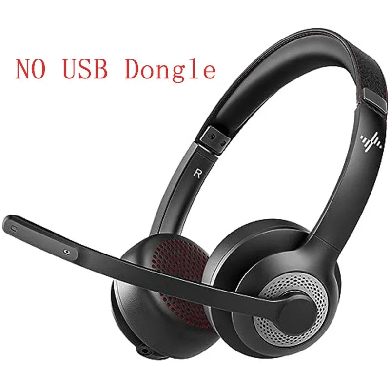 JIAMQISHI Auriculares inalámbricos con micrófono con cancelación de ruido AI Auriculares Bluetooth V5.2 con dongle USB para centro de llamadas Oficina EH02