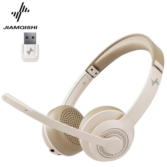 JIAMQISHI Auriculares inalámbricos con micrófono con cancelación de ruido AI Auriculares Bluetooth V5.2 con dongle USB para centro de llamadas Oficina EH02