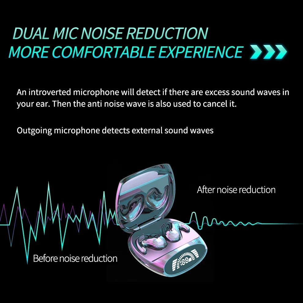 Auriculares inalámbricos con Bluetooth 5,3, dispositivo de audio TWS, Invisible, oculto, IPX5, impermeable, reducción de ruido, deportivo