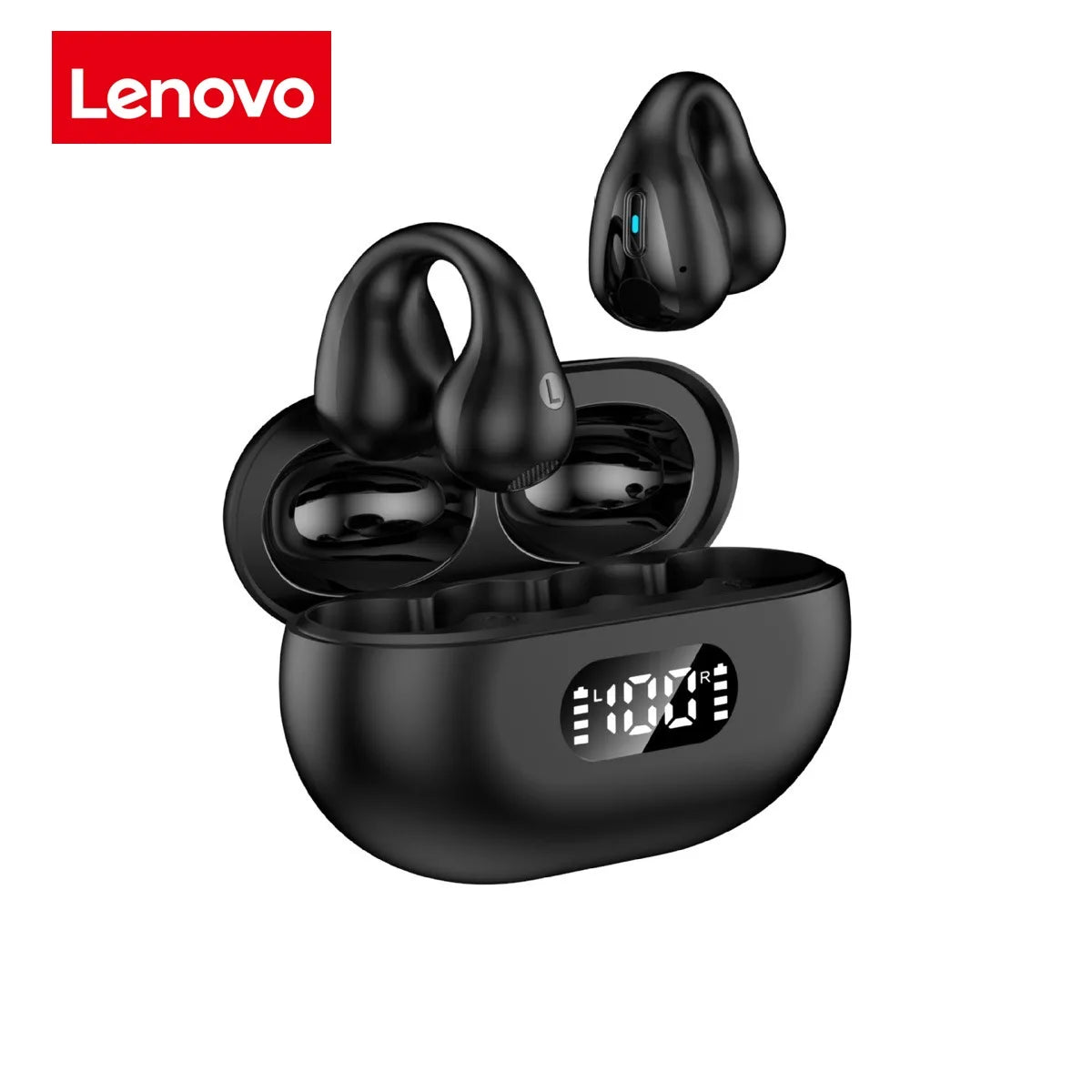 Audífonos Lenovo Originales de Conducción Ósea TWS, Auriculares Inalámbricos Bluetooth con Sonido Ambie, Tipo Pendiente, para Deporte