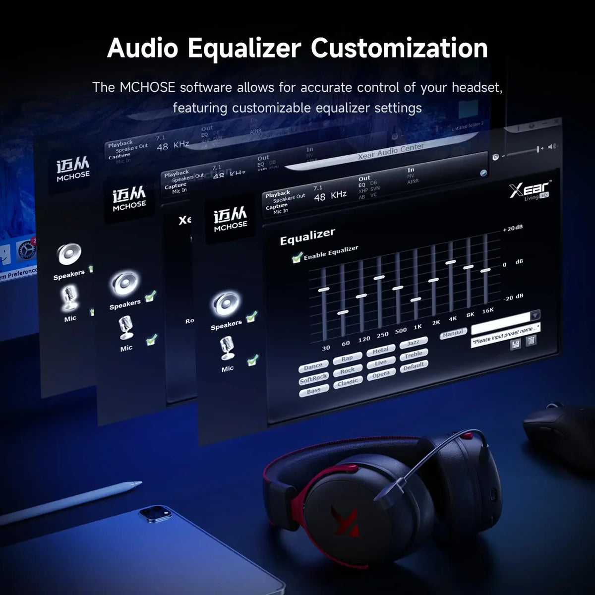 MCHOSE V9 Pro-auriculares inalámbricos para videojuegos, cascos con sonido envolvente, micrófono con cancelación de ruido, baja latencia, ligeros para interruptor de PC PS5