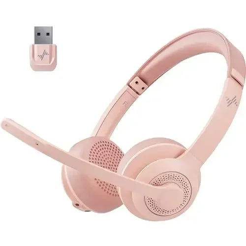 JIAMQISHI Auriculares inalámbricos con micrófono con cancelación de ruido AI Auriculares Bluetooth V5.2 con dongle USB para centro de llamadas Oficina EH02