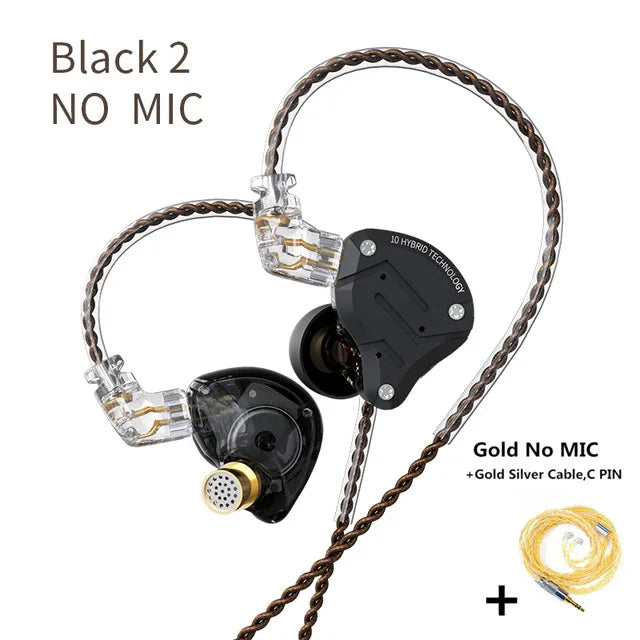 KZ ZS10 PRO 4BA + 1DD auriculares metálicos HIFI, auriculares internos híbridos, Auriculares deportivos con cancelación de ruido, KZ ZSN PRO ZST AS16 AS12 AS10 C16