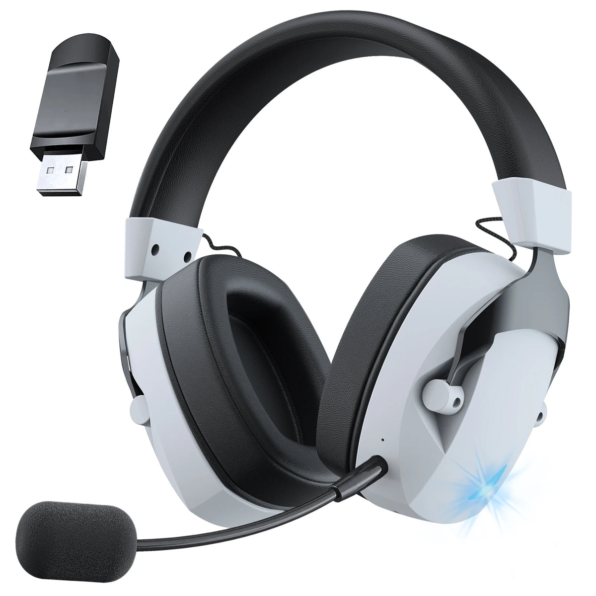 Auriculares Inalámbricos para Juegos Acinaci de 2.4GHz para PS5, PS4, PC, Nintendo Switch, Auriculares y Micrófono Bluetooth para Juegos