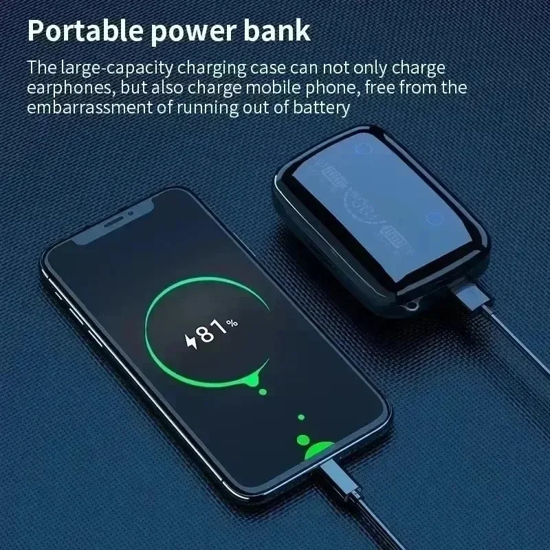 Auriculares TWS con Control Táctil Inteligente, Inalámbricos, Compatibles con Bluetooth, Resistentes al Agua, Pantalla LED y Micrófono