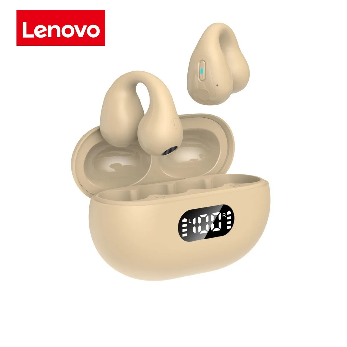 Audífonos Lenovo Originales de Conducción Ósea TWS, Auriculares Inalámbricos Bluetooth con Sonido Ambie, Tipo Pendiente, para Deporte