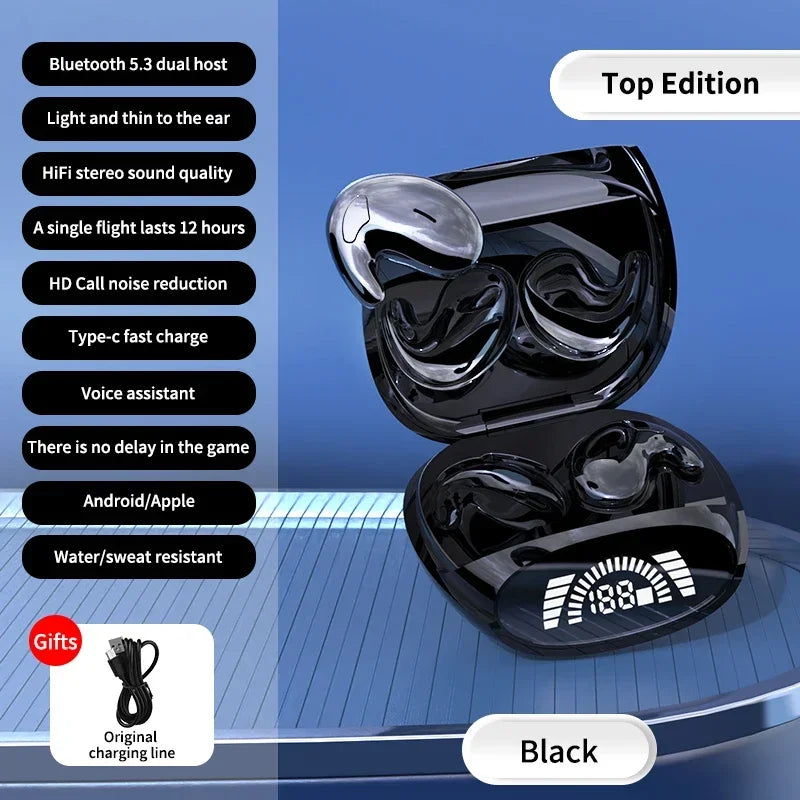 Auriculares inalámbricos con Bluetooth 5,3, dispositivo de audio TWS, Invisible, oculto, IPX5, impermeable, reducción de ruido, deportivo