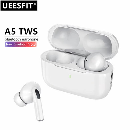 Auriculares Bluetooth UEESFIT A5 TWS, auriculares con sonido de alta fidelidad, auriculares deportivos, auriculares inalámbricos auténticos, auriculares con cancelación de ruido para teléfono