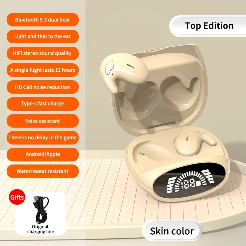 Auriculares inalámbricos con Bluetooth 5,3, dispositivo de audio TWS, Invisible, oculto, IPX5, impermeable, reducción de ruido, deportivo