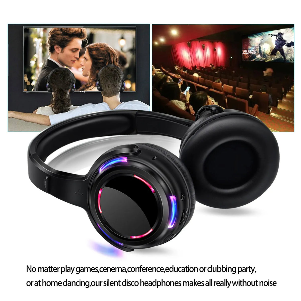 Auriculares de discoteca silenciosos UHF RF Auriculares inalámbricos para DJ 5 piezas y 1 transmisor de distancia de 500 m