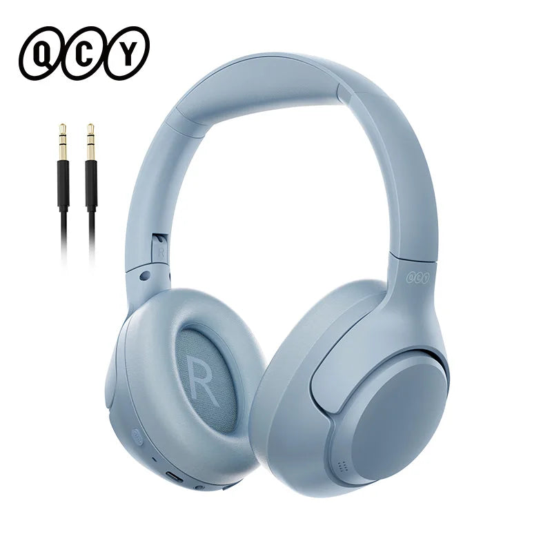 QCY-auriculares inalámbricos H3 ANC, cascos por encima de la oreja con Bluetooth 5,4, Audio de alta resolución, 43dB, híbridos, cancelación activa de ruido, 60H